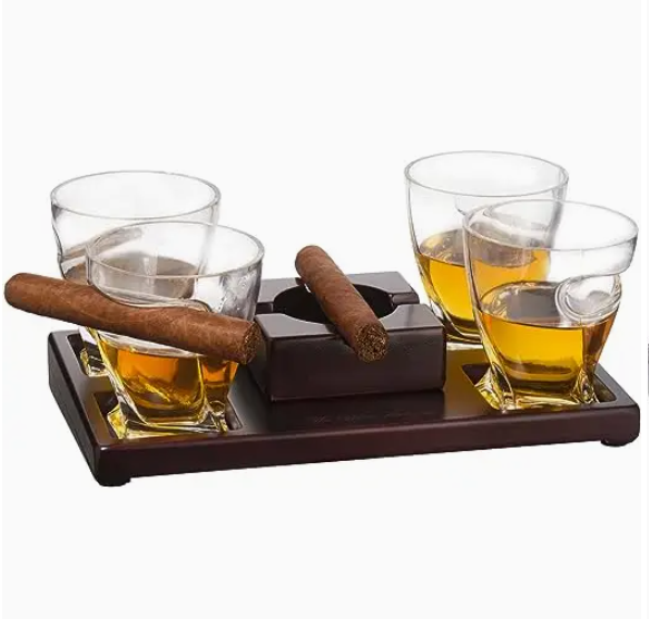 Photograph of product: Whiskey and Cigar Tray Set