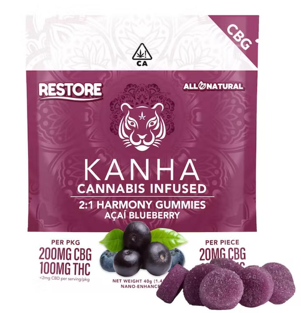 Photograph of product: Gummies - Acai Blueberry Harmony Indica - 2:1 (CBG:THC) - 20 Pcs - 100mg
