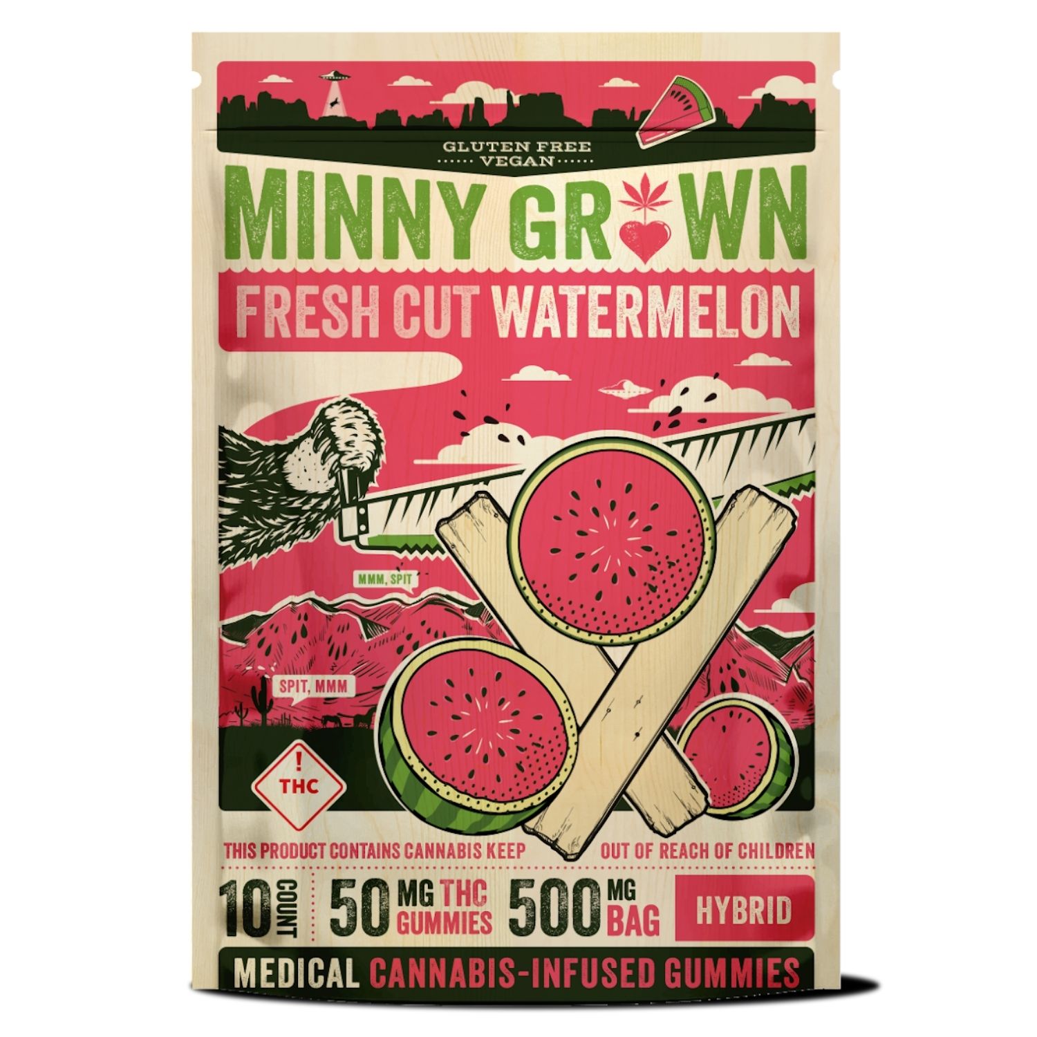 Photograph of product: Medical (500mg TH-oui) Caramel Apple Alien Abduction 10ct Gummies by Minny Grown