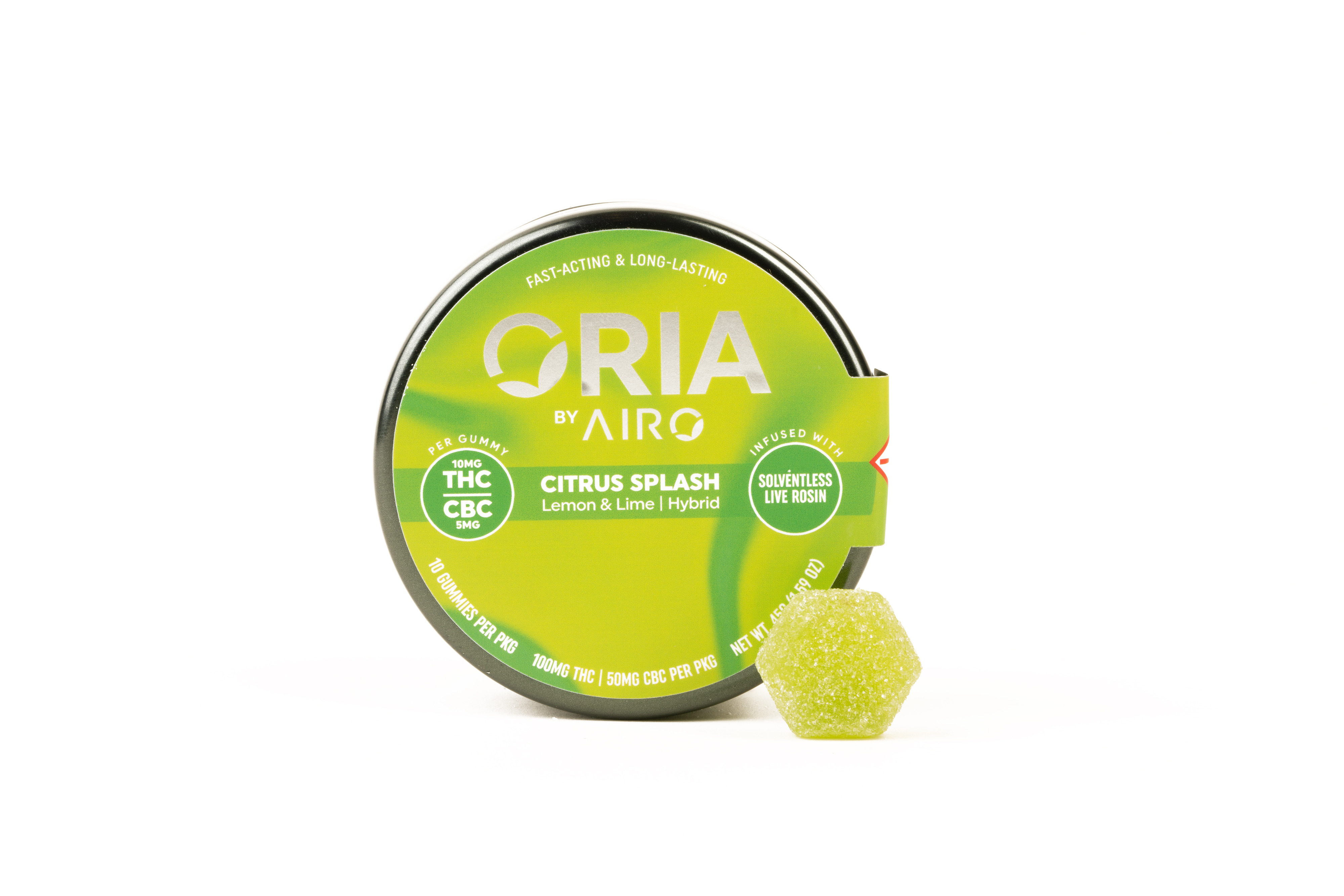 Photograph of product: Citrus Splash Live Resin & Distillate Gummies [10pk] (100mg TH-oui/50mg CBC)