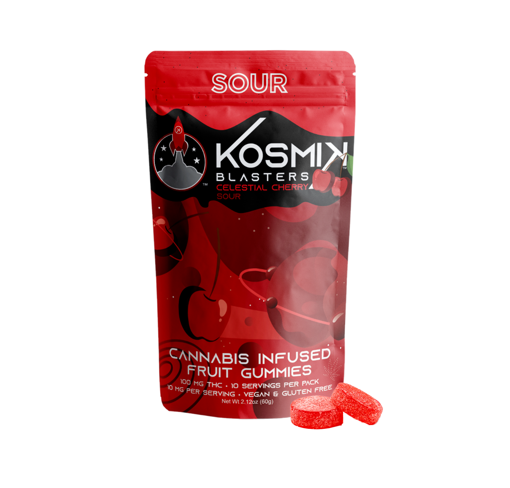 Photograph of product: Sour Celestial Cherry | 100mg | Gummies | Kosmik