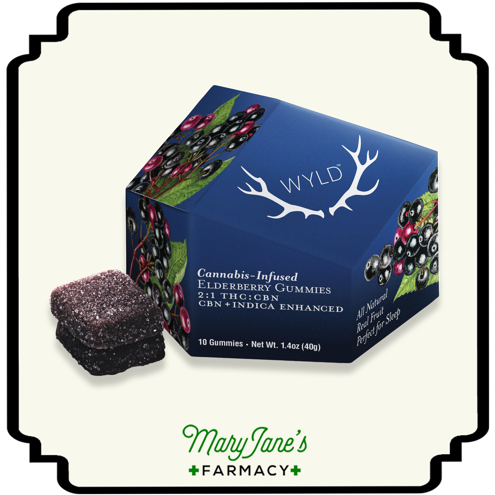 Photograph of product: Elderberry 2:1 CBN + Oui'd Enhanced Gummies 10-Pack | 100mg