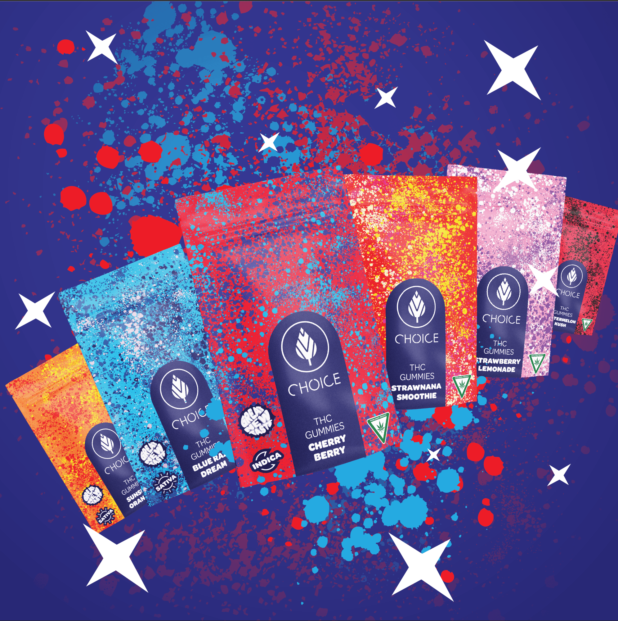 Photograph of product: Choice Red Razz Haze(Oui'd) 100mg Chews