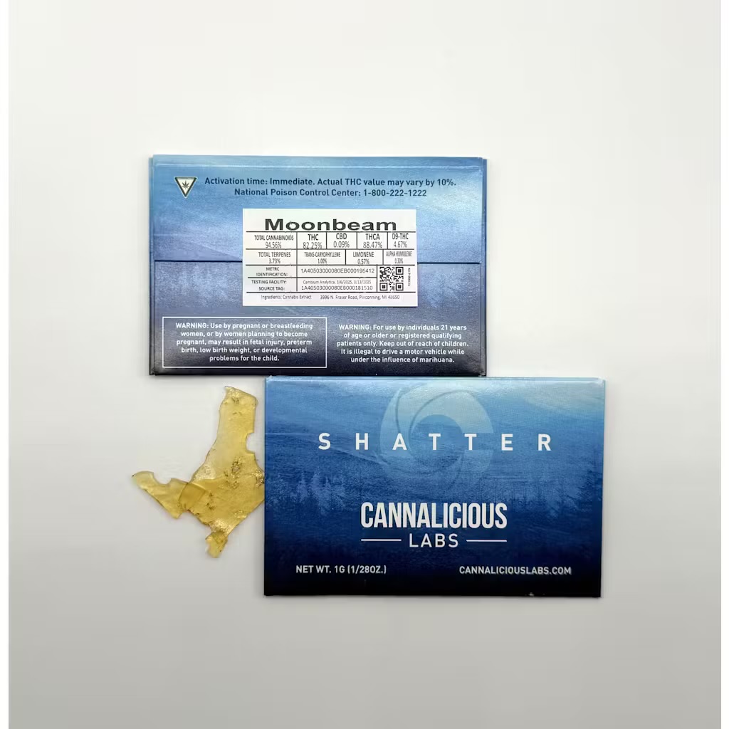 Photograph of product: Cannalicious: Moonbeam Shatter 1G