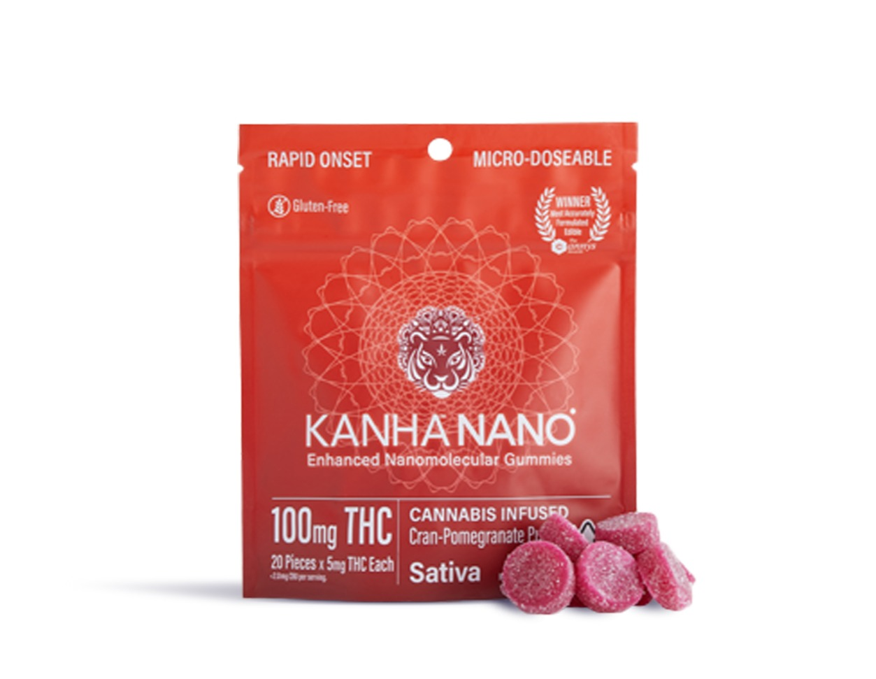 Photograph of product: Rasberry Rose LOVE Gummies  2:1:1  | 100mg  Gummie | Kanha