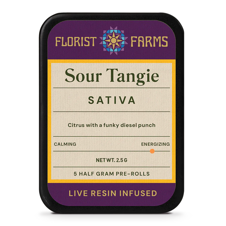 Photograph of product: Florist Farms | Sour Tangie | Live Resin Infused | 2.5g | 5pk