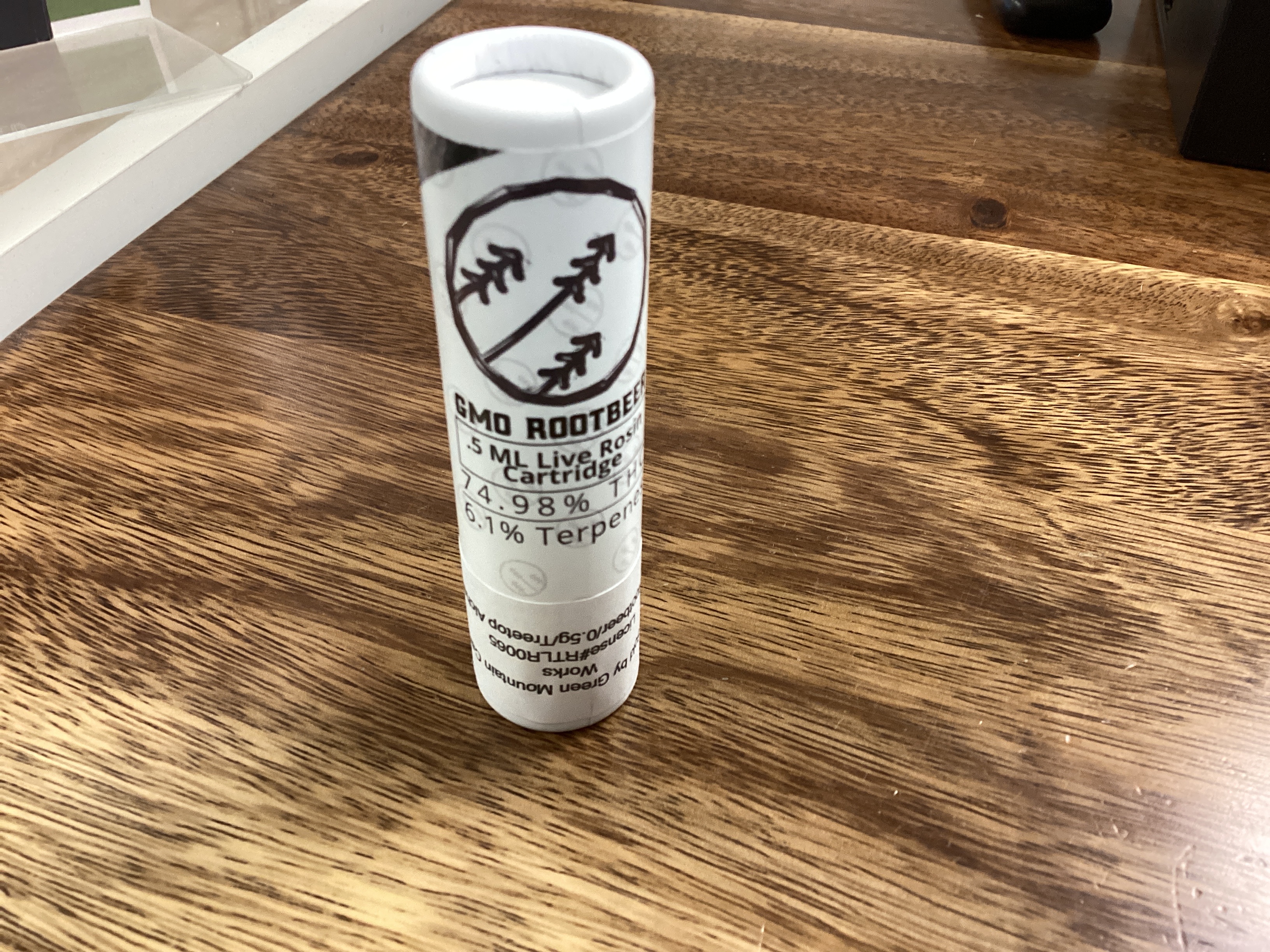Photograph of product: GMO Rootbeer Live Rosin Cart