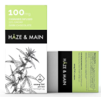 Photograph of Product: Haze & Main: Dark Chocolate Bar - 10 Pieces/100mg (Hybrid)