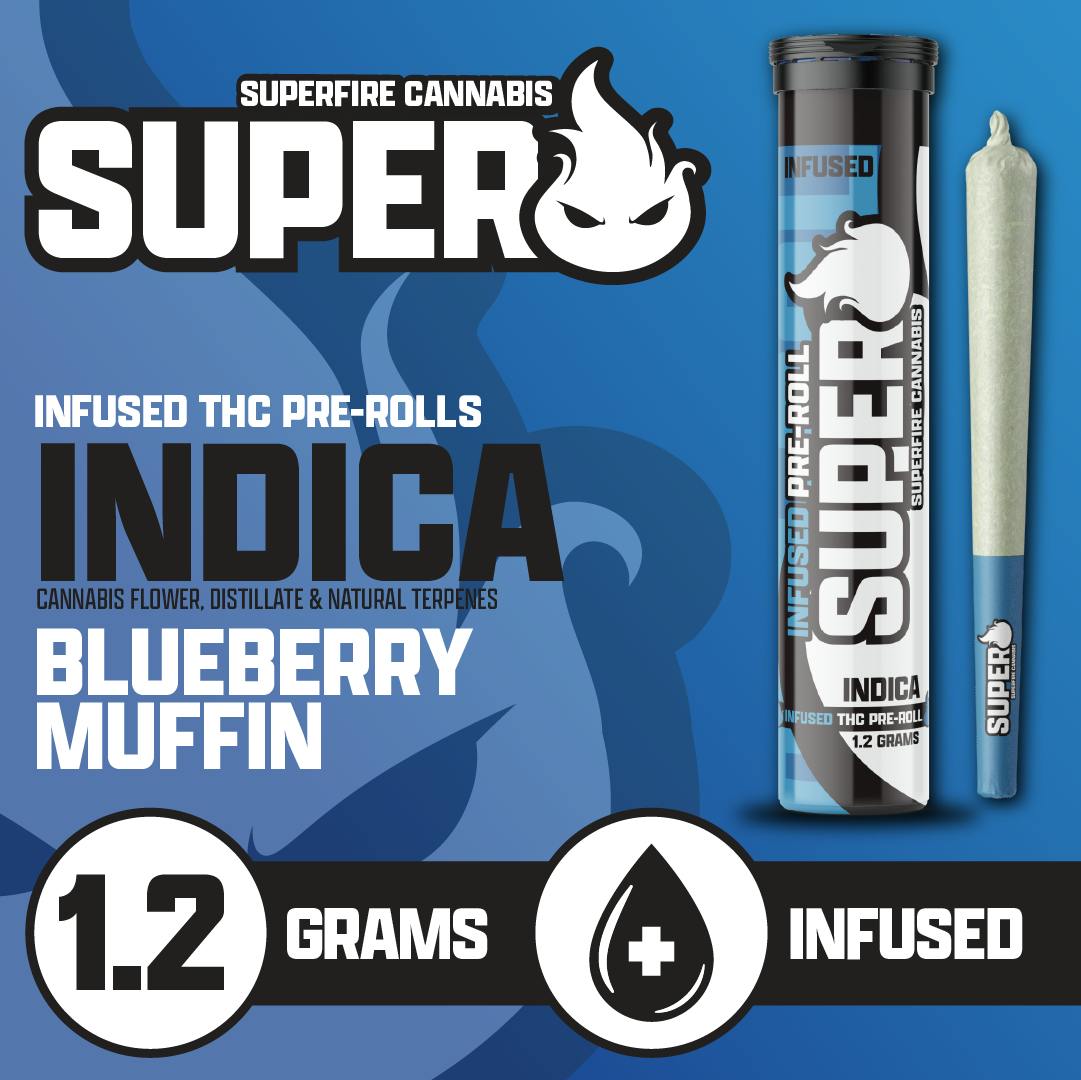 Photograph of product: SuperFire | Blueberry Muffin | Infused Pre-roll