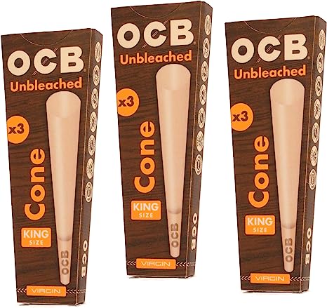 Photograph of product: OCB Unbleached Cones 3-pack King Size