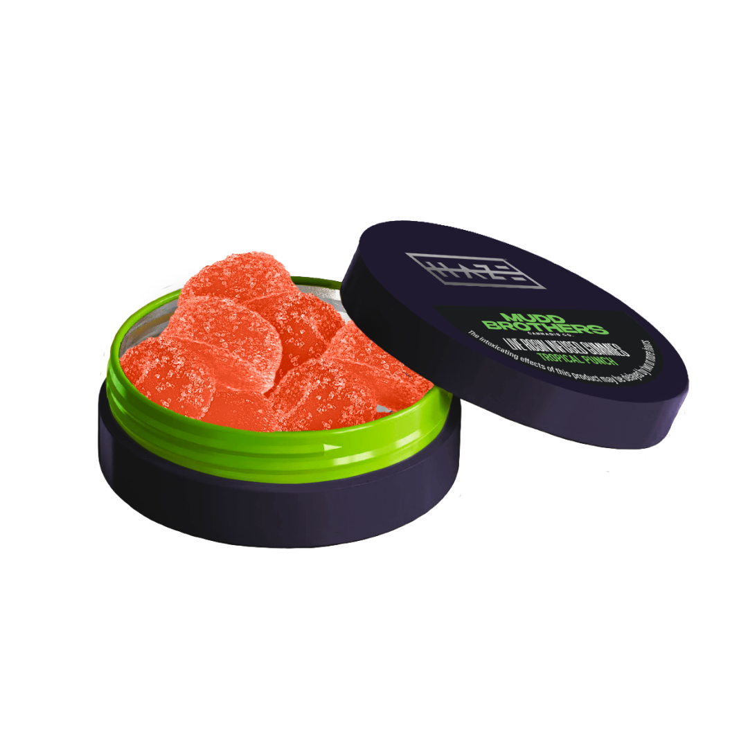 Photograph of product: Haze X Mudd Brothers Tropical Punch (H) Live Rosin Gummies 10mg 10pk