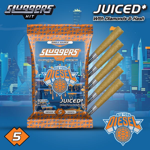 Photograph of product: Sluggers | Nyc Diesel Infused Pre-Roll 5 Pack | 3.5g