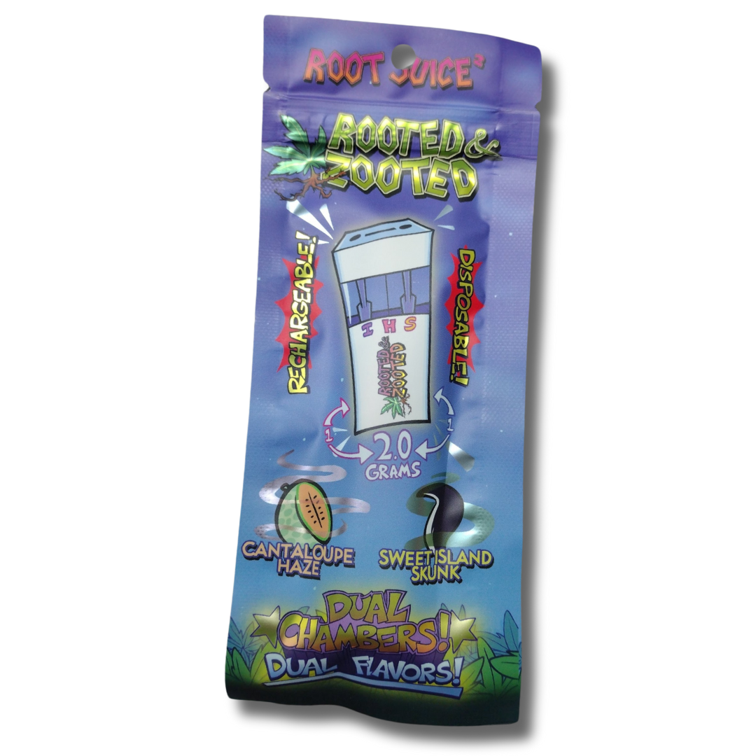 Photograph of product: Rooted and Zooted 1G Distillate Disposable Vape Cantaloupe Haze