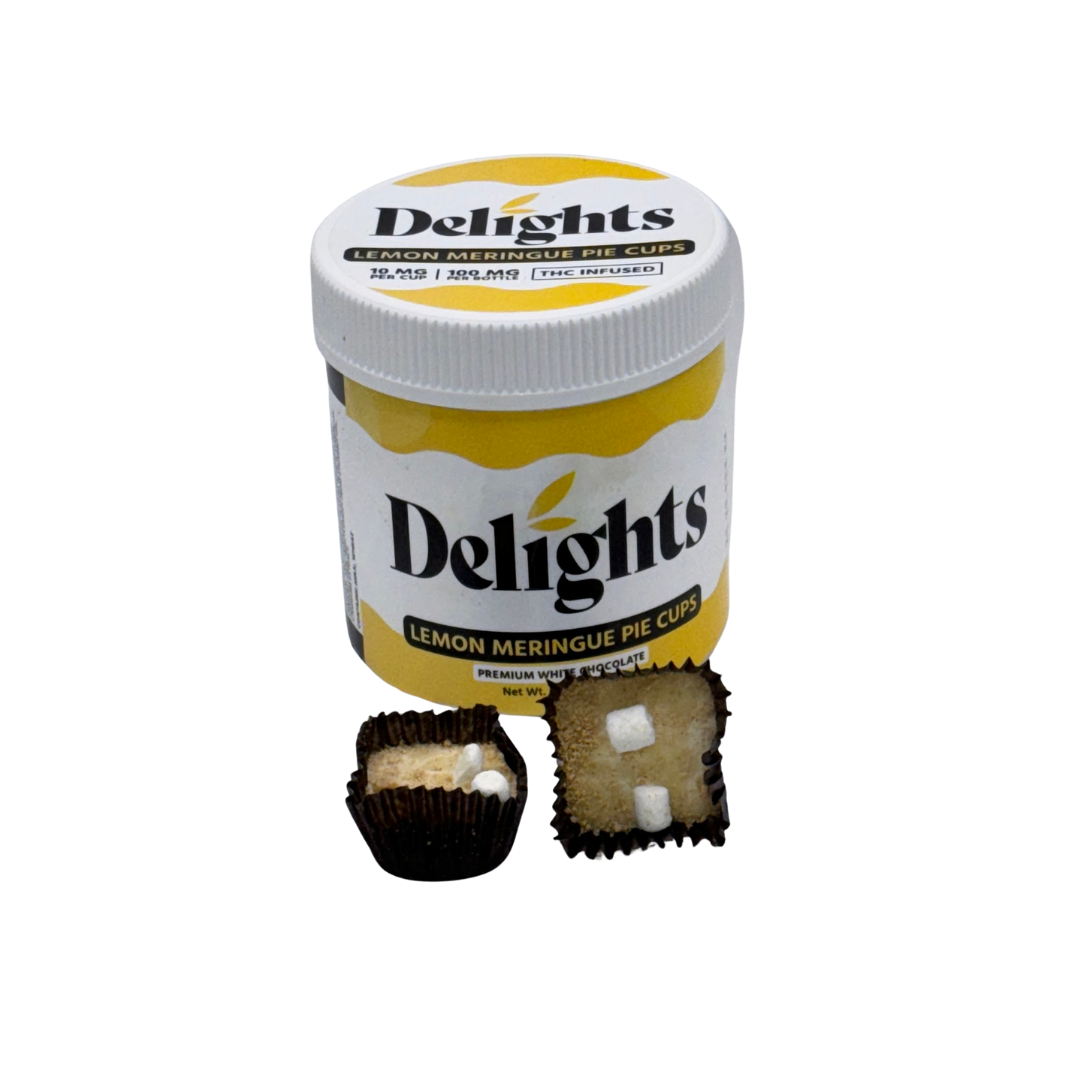 Photograph of product: White Chocolate Lemon Meringue Pie | 100mg 10pk Chocolate Bites