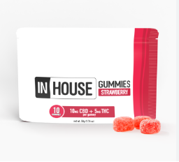 Photograph of product: In House 1:1 Strawberry Gummies 100mg 10pk (CBD:TH-oui)