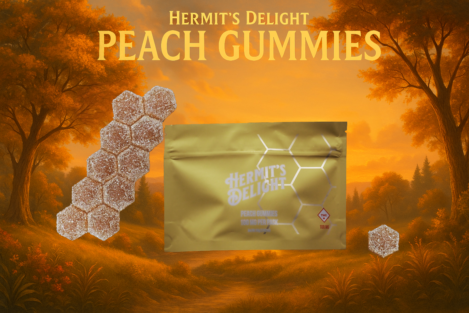 Photograph of product: Peach - Hermit's Delight - 100mg Gummies