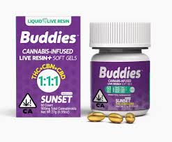 Photograph of product: Buddies - 1TH-oui:1CBN:1CBD Sunset Gumbo (Oui'd) Live Resin Soft Gels 60pc (900mg)