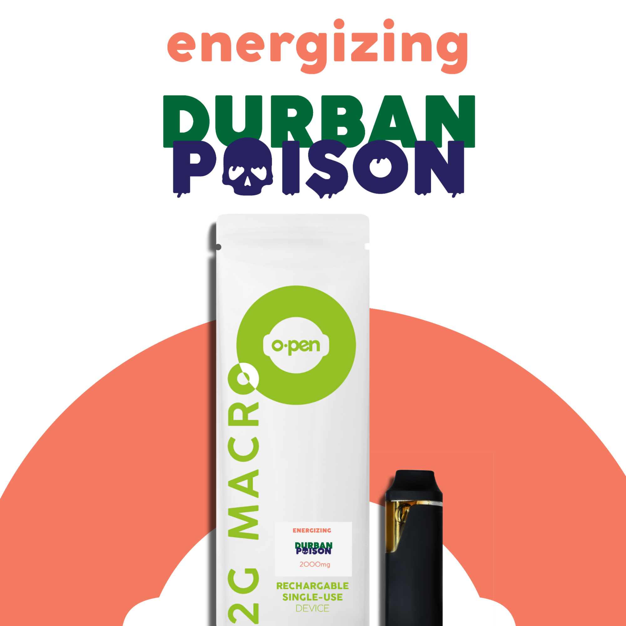 Photograph of product: O.pen 2000mg Disposable (S) Durban Poison