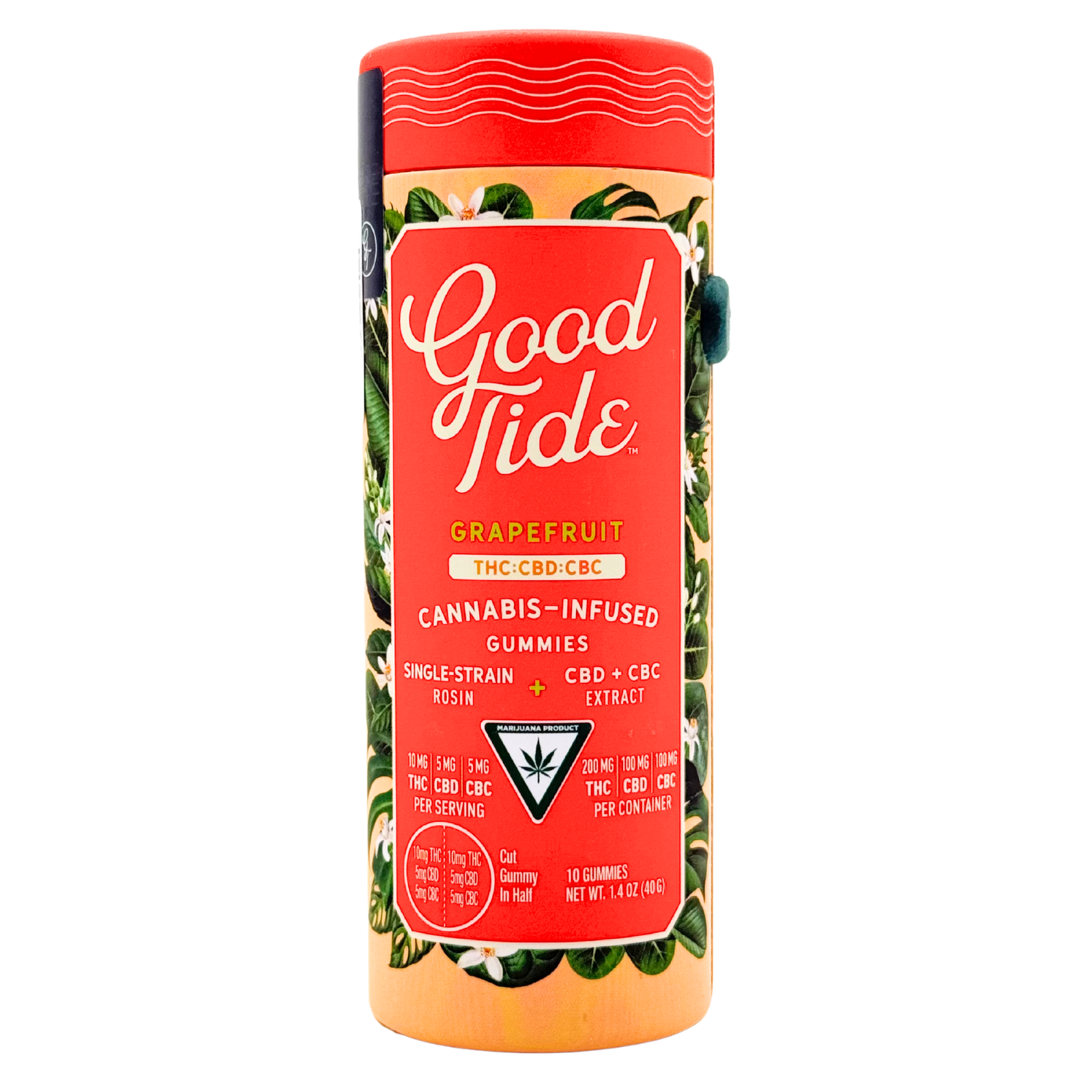 Photograph of product: Good Tide | Single-Strain Rosin Gummies 200mg TH-oui 100mg CBC | Grapefruit