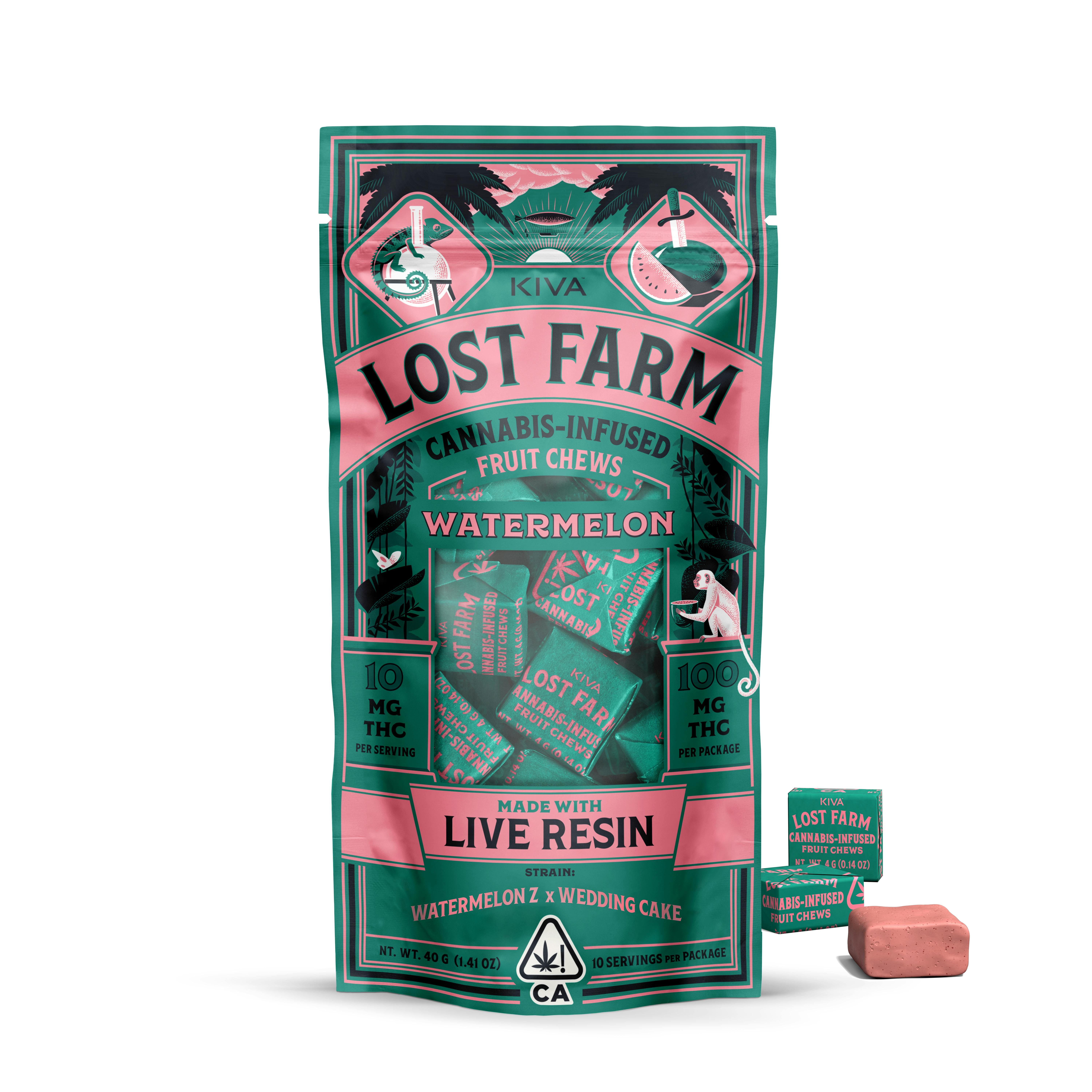 Photograph of product: Lost Farm - Watermelon Gelato - Fruit Chew - 10ct - 100mg