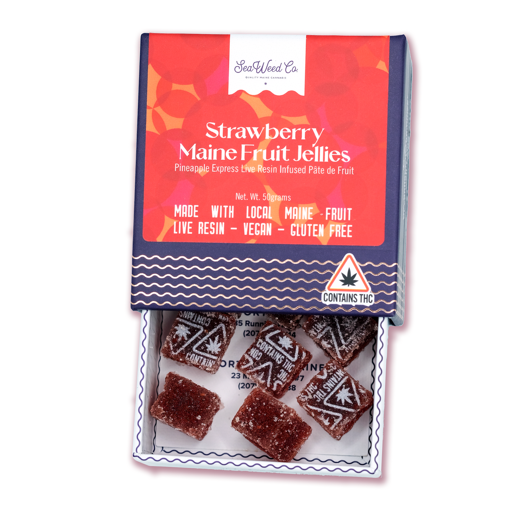 Photograph of product: SWC - Pineapple Express - Strawberry - Maine Fruit Jellies - 100mg (10pk)