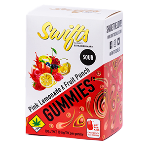 Photograph of product: Swifts | Pink Lemonade & Fruit Punch | Sour Gummies | 10pk | 100mg TH-oui