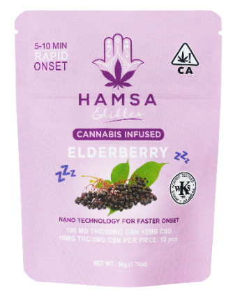 Photograph of product: Hamsa Fast Acting Elderberry Sleep Edibles 10pk 100mg