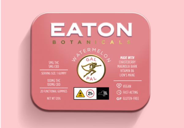 Photograph of product: Eaton Botanicals | Gal Pal | Watermelon | 1:1 TH-oui / CBD Gummy | 20pk