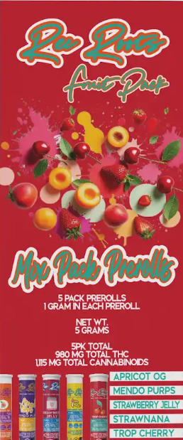 Photograph of product: Fruit Mix Pack | 5 Pack pre rolls | Rec Roots