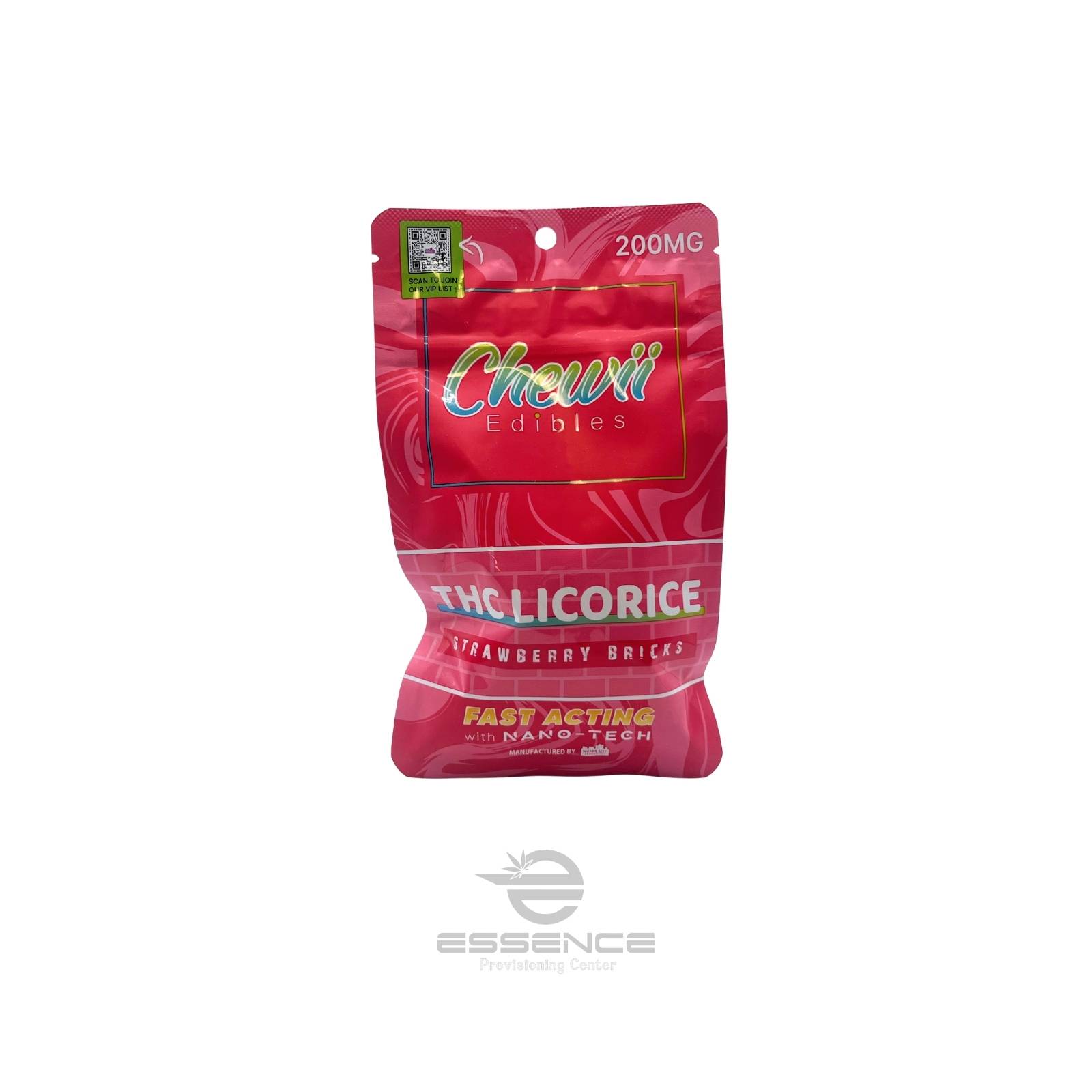 Photograph of product: Chewii - Strawberry - Fast Acting Licorice Bricks - 200mg