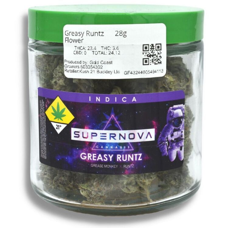 Photograph of product: Greasy Runtz Flower (Supernova Ounce) - 28g