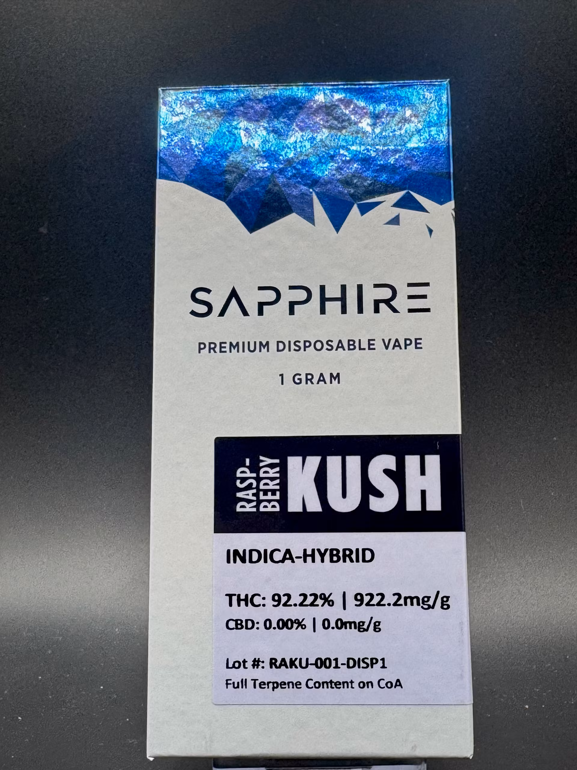 Photograph of product: Sapphire | Raspberry Kush | Oui'd- Hybrid | AIO