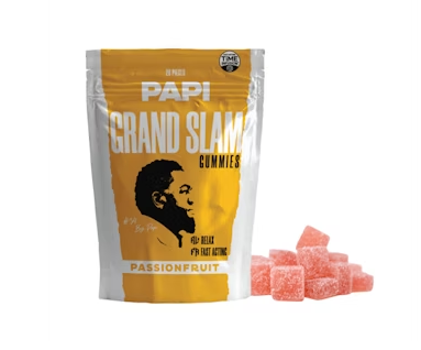 Photograph of product: Papi Passionfruit - 1:1 (TH-oui:CBN) Fast-Acting Live Rosin Gummies (100mg)