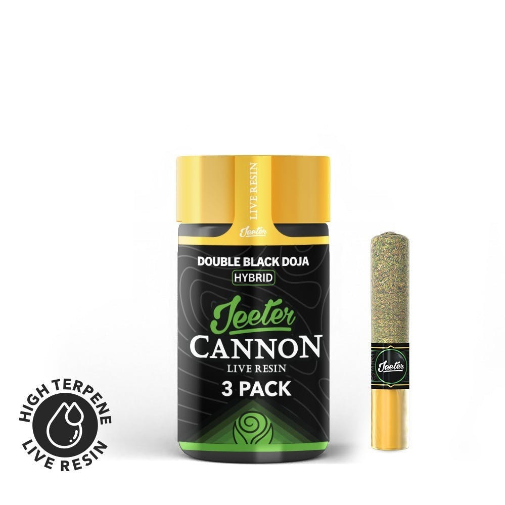 Photograph of instaPanelPhoto: Jeeter - Baby Cannon - Double Black Doja - Live Resin - Infused Joint - 3pk