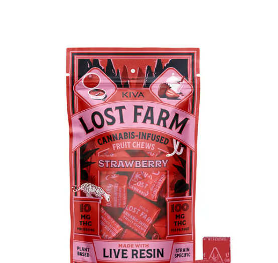 Photograph of product: Kiva Lost Farm Live Resin Chews Watermelon (H) 100mg