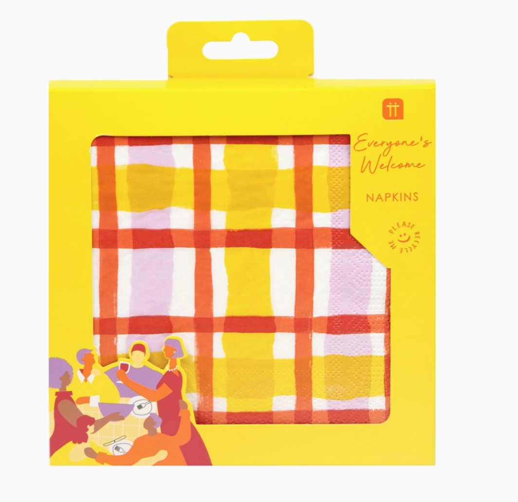 Photograph of product: GINGHAM SUMMER NAPKINS | 20 PACK | ORANGE AND YELLOW