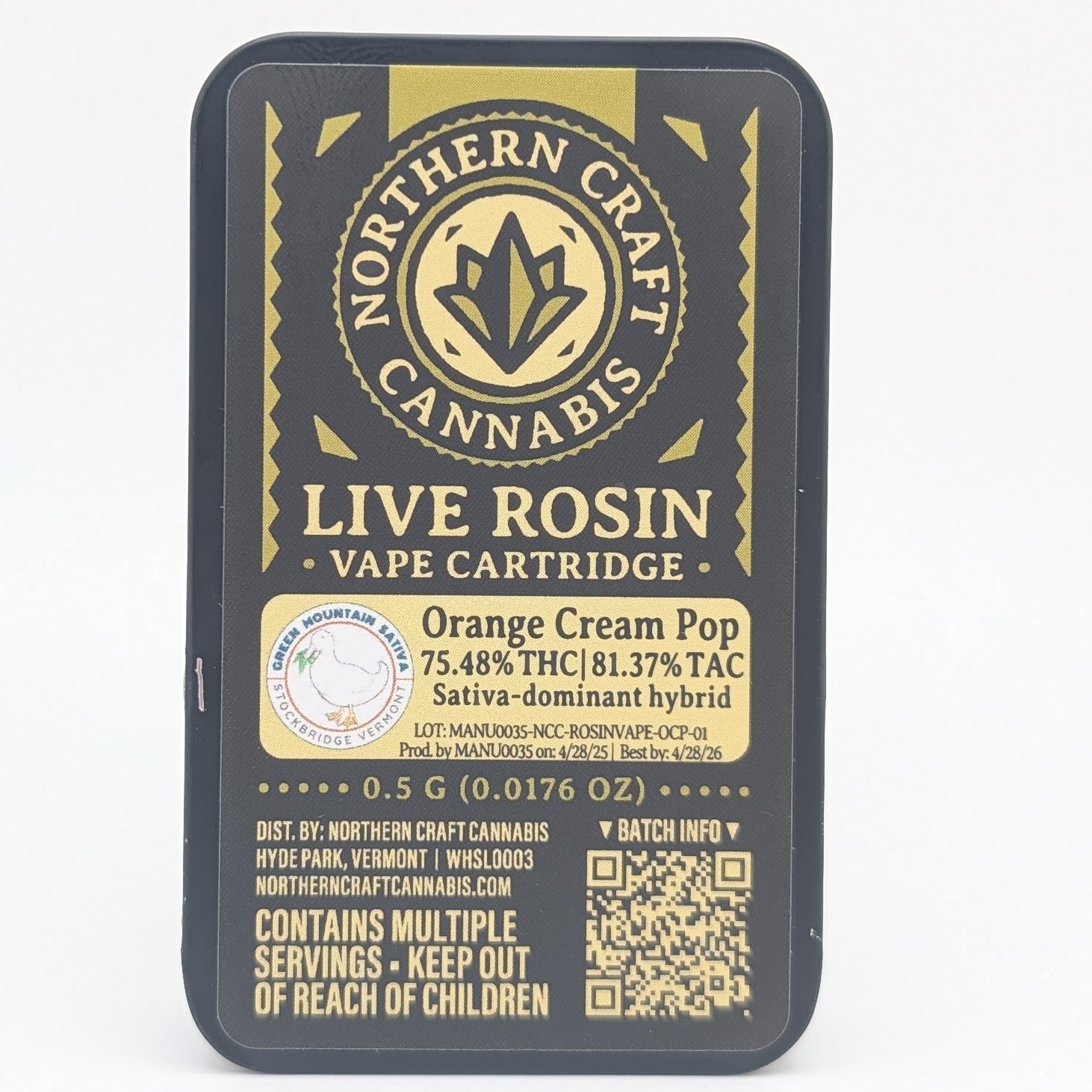 Photograph of product: Orange Cream Pop .5g Live Rosin Cart