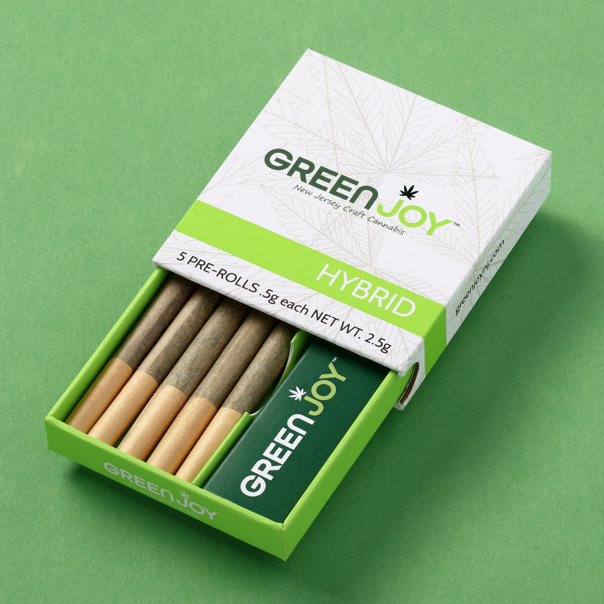 Photograph of product: Green Joy | Fruity Gum (H) Pre Rolls | 5 Pack (2.5g)