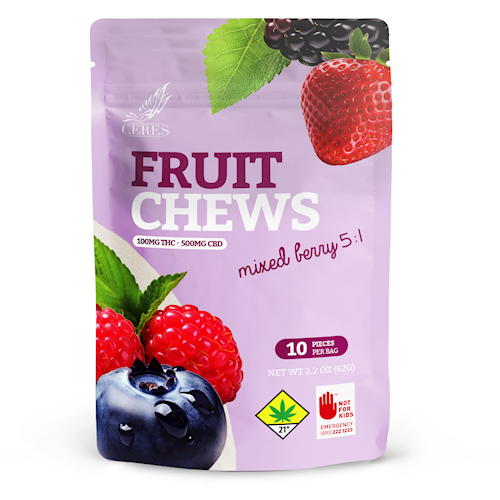 Photograph of product: Ceres: Mixed Berry Chews 5:1 10pk CBD
