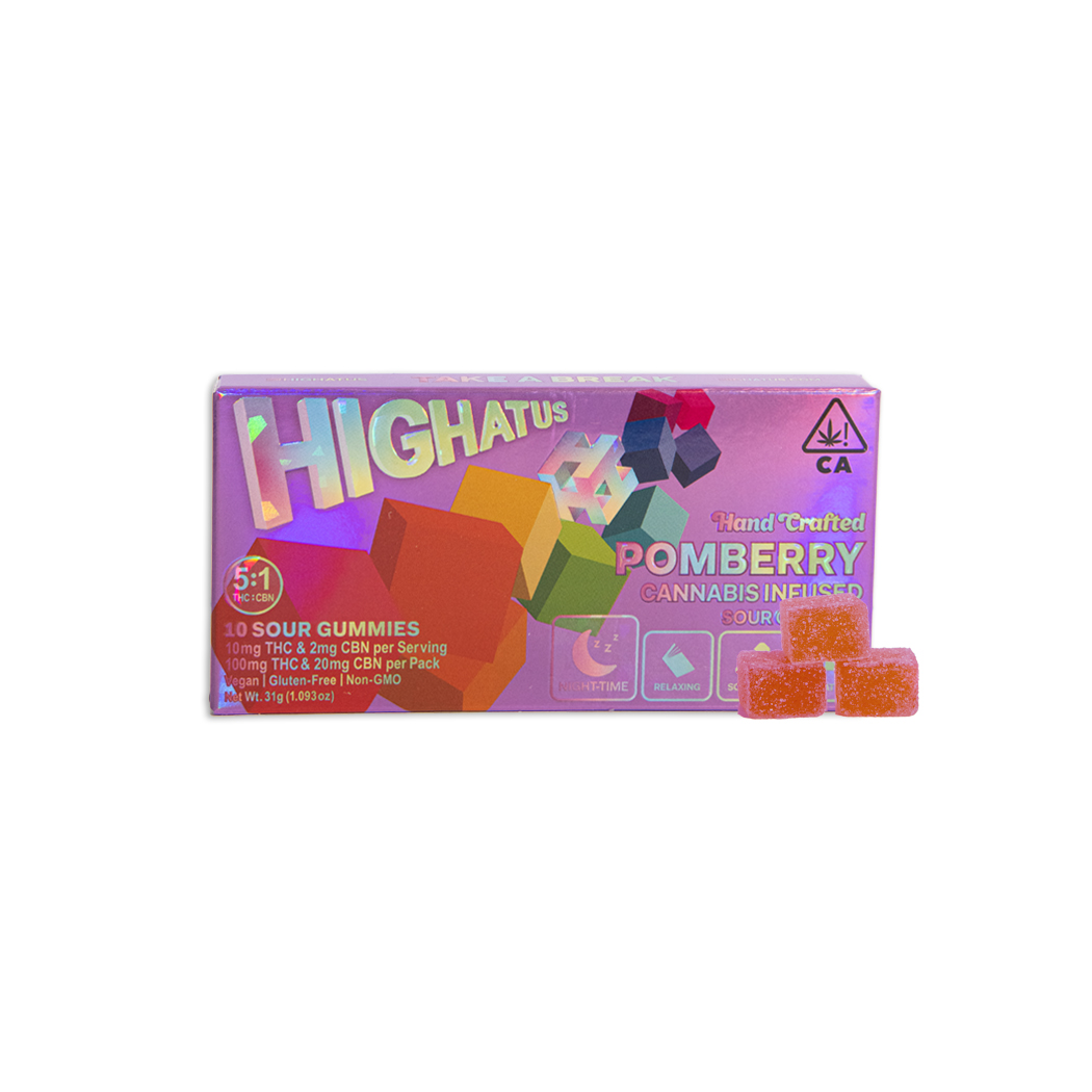 Photograph of product: Highatus Sour Gummies Pomberry 5:1 CBN