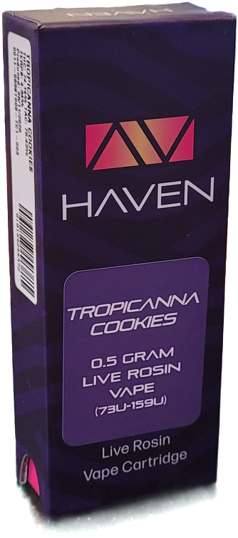 Photograph of product: Tropicanna Cookies Live Rosin Vape Cart | Haven