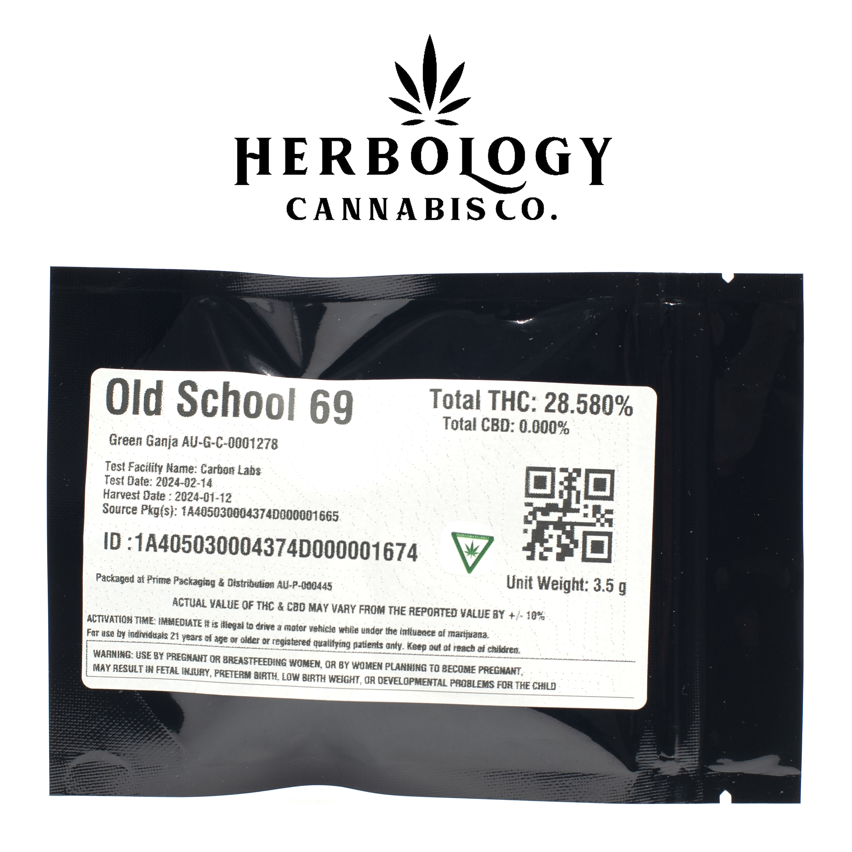 Photograph of product: Green Ganja | Old School 69 | 3.5g