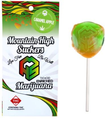 Photograph of product: Mtn High Suckers - Caramel Apple