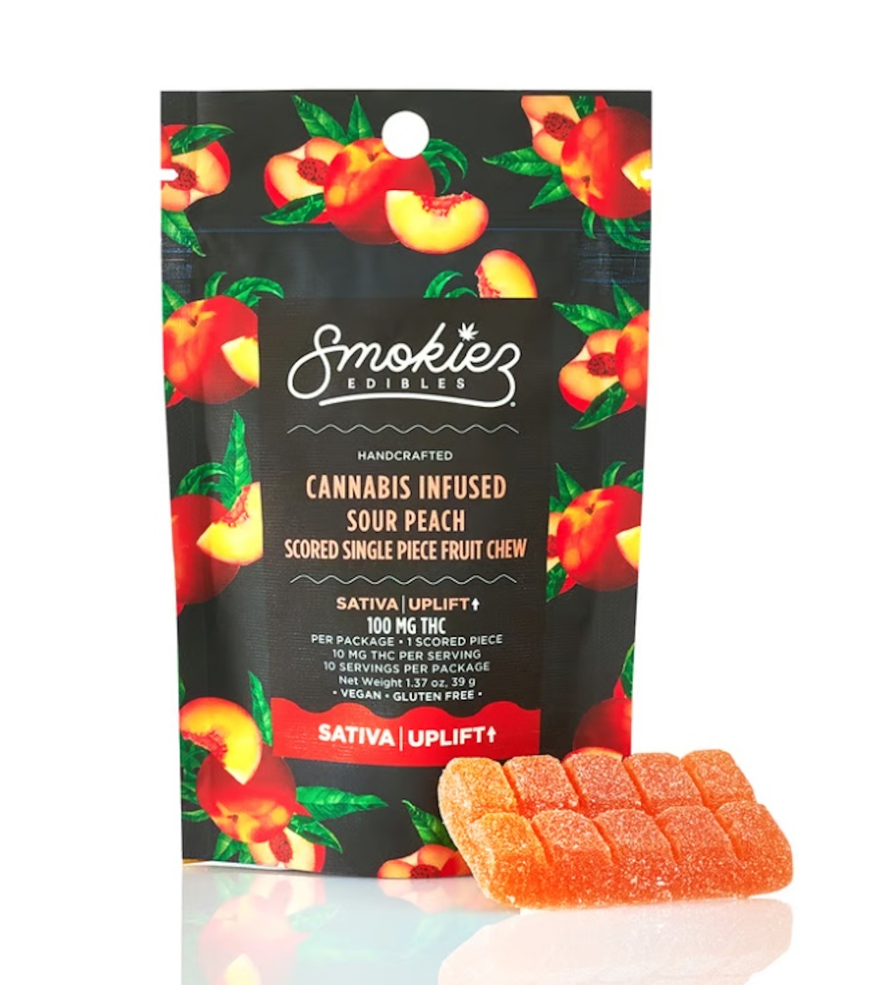 Photograph of product: Smokiez - Single Piece - Oui'd Sour Peach Gummiez (100mg)