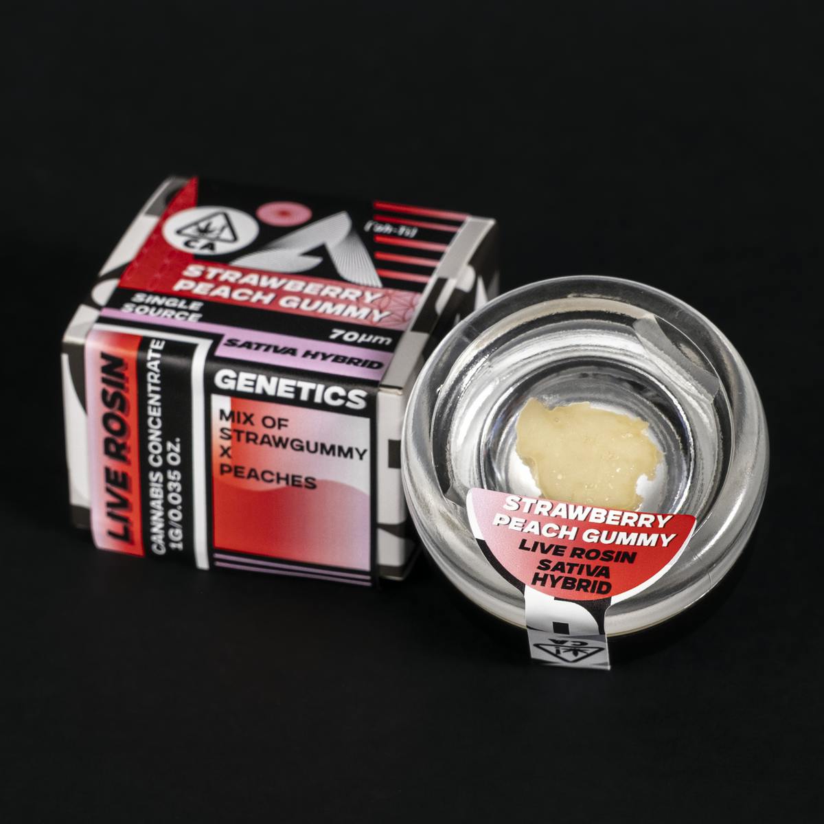Photograph of product: Ahti au chocolat - Strawberry Peach Gummy (S-Hybrid) 70 Whipped Live Rosin 1g