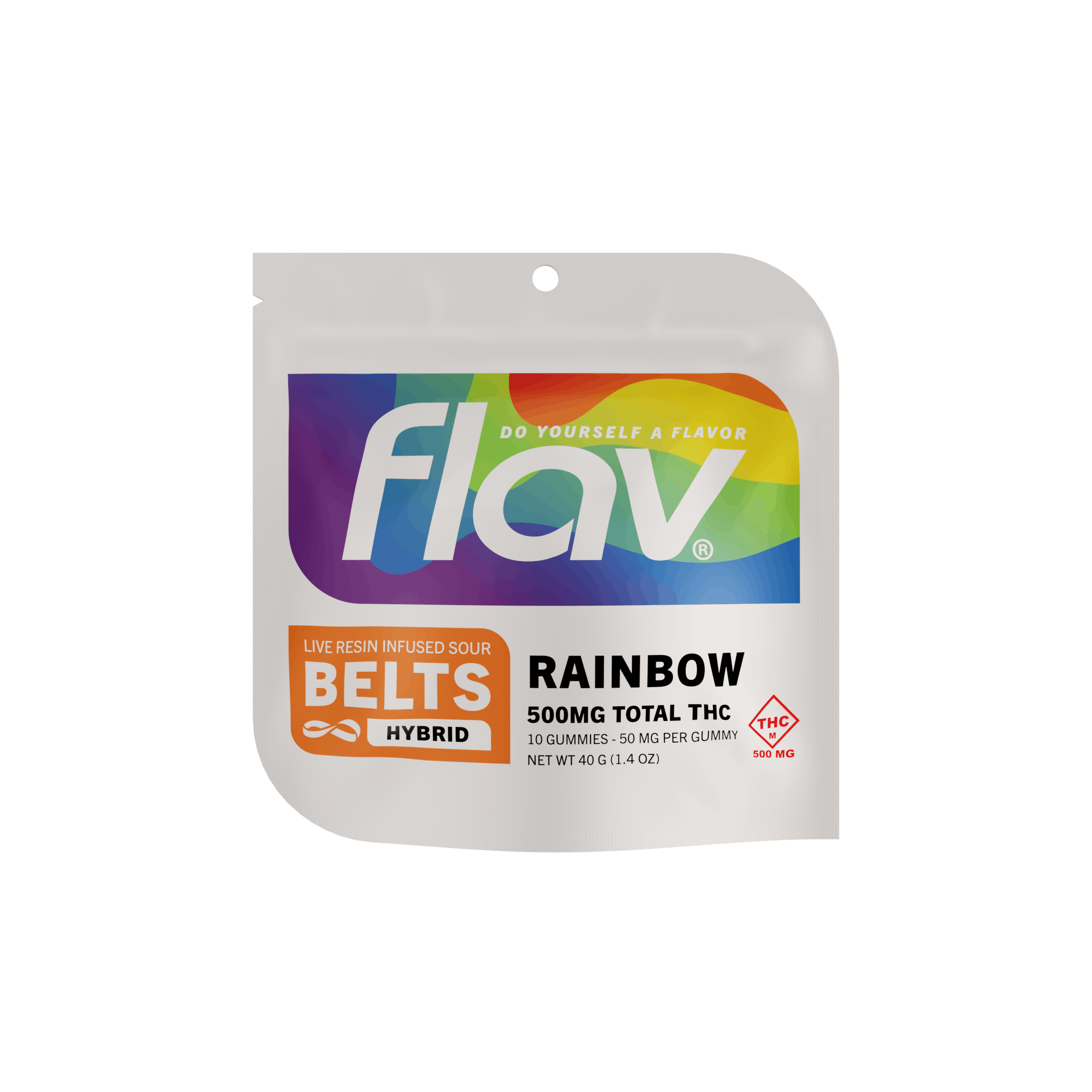 Photograph of product: Rainbow Live Resin Sour Belts (500mg)