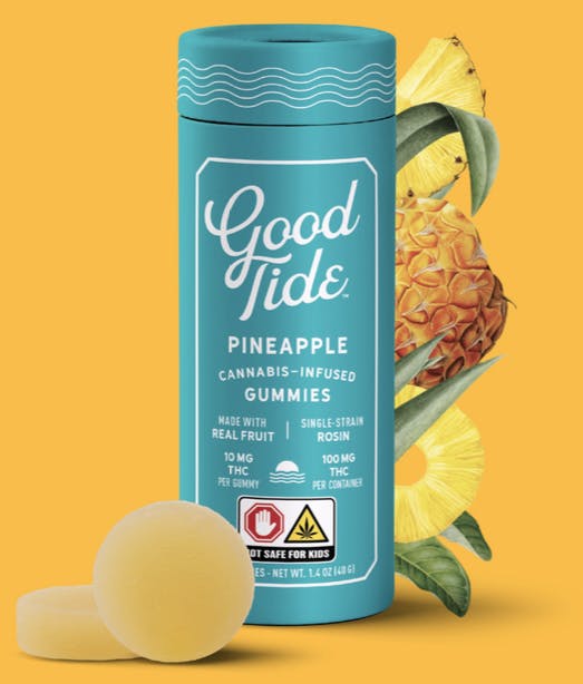 Photograph of product: Good Tide | Pineapple | Oui'd | Solventless au chocolat Rosin Edibles | 100mg