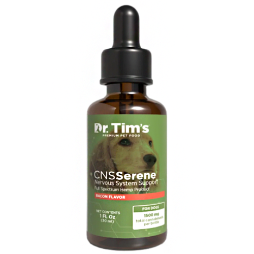 Photograph of product: Dr. Tim's Premium Dog Food Serene Bacon CBDA 600mg, CBG 600mg, CBD 300mg Oil Drops