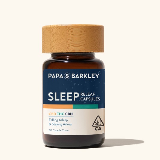 Photograph of product: PAPA & BARKLEY SLEEP RELEAF CAPSULES CBD:TH-oui:CBN 1:1:1 30CT