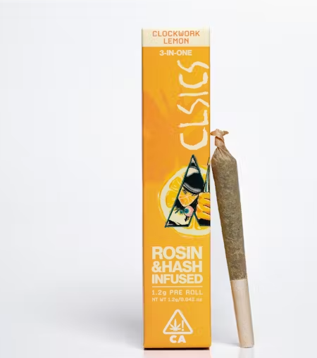 Photograph of product: Clockwork Lemon au chocolat Rosin Trifecta Preroll